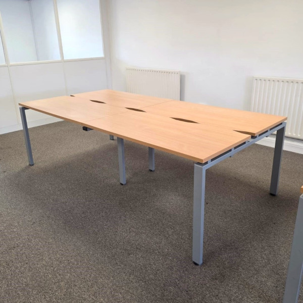 7530 DEP Beech Bench Desk 4 Person