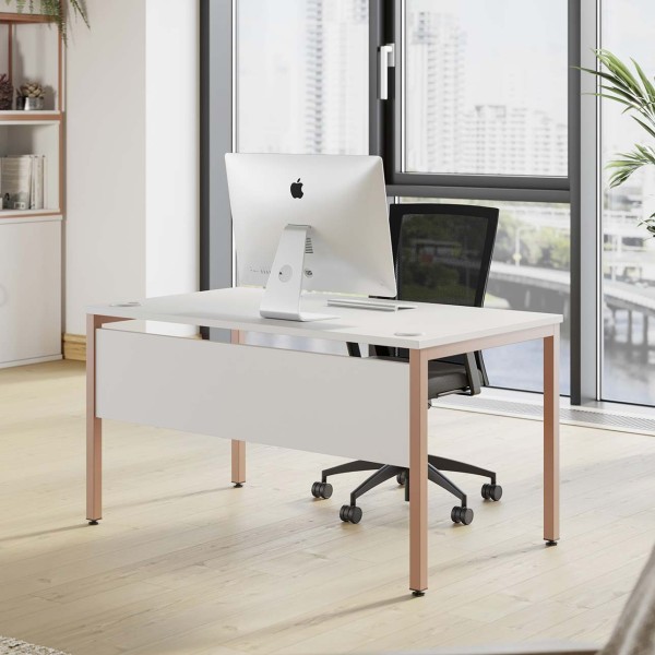 Goalpost Desk White with Peach legs