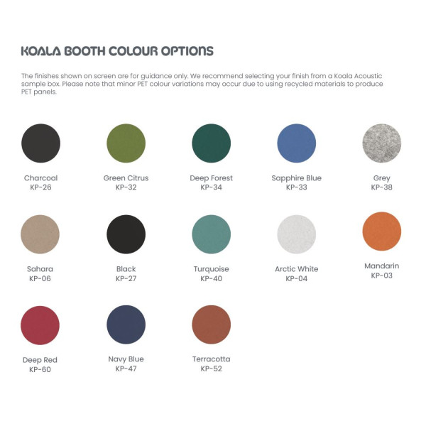 Koala Acoustic Booth Colour Options