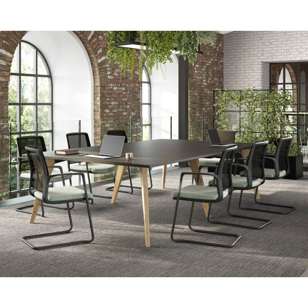 MAYA Boardroom Black Wooden Leg